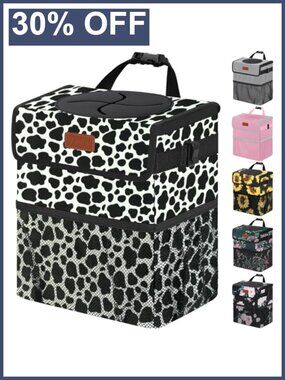Leak Proof Car Trash Can with Lid & Adjustable Strap